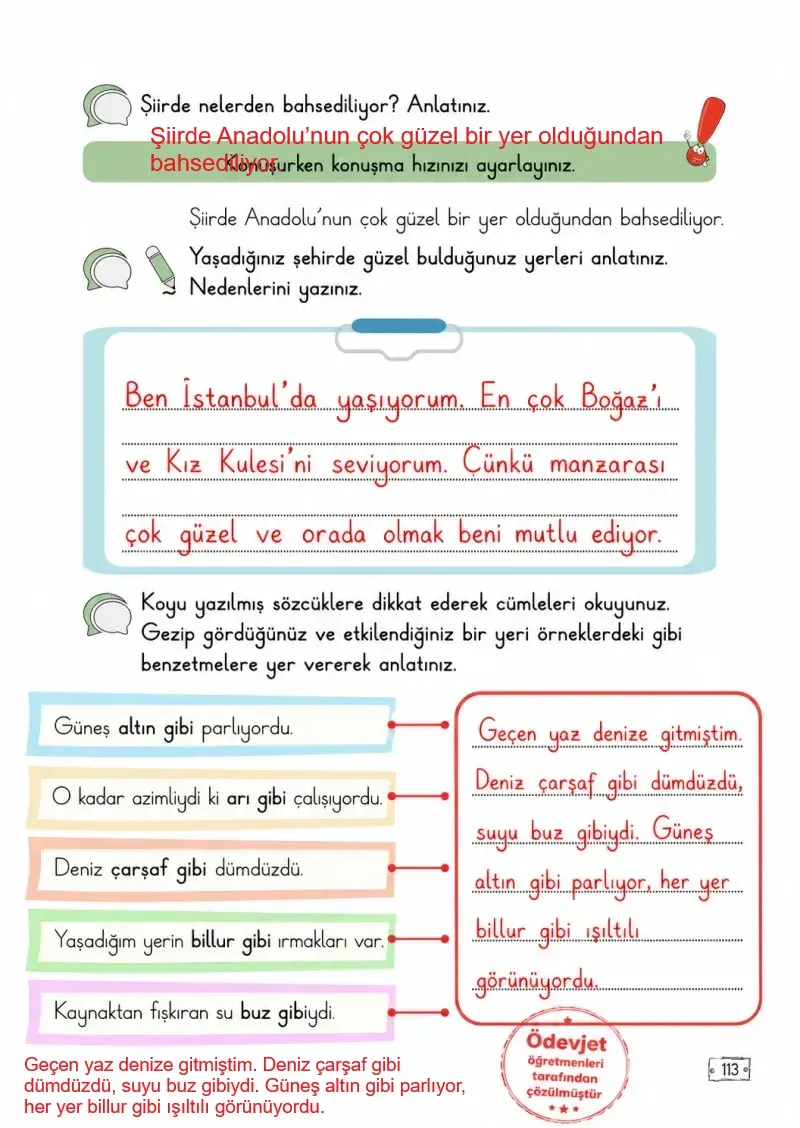 2. Sınıf Türkçe Ders Kitabı Cevapları Meb Yayınları 2. Kitap Sayfa 113 Çözüm Görseli