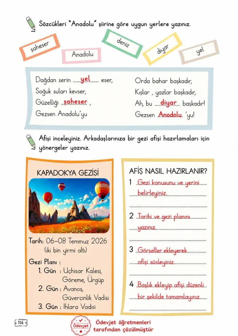 2. Sınıf Türkçe Ders Kitabı Cevapları Meb Yayınları 2. Kitap Sayfa 114 Çözüm Görseli