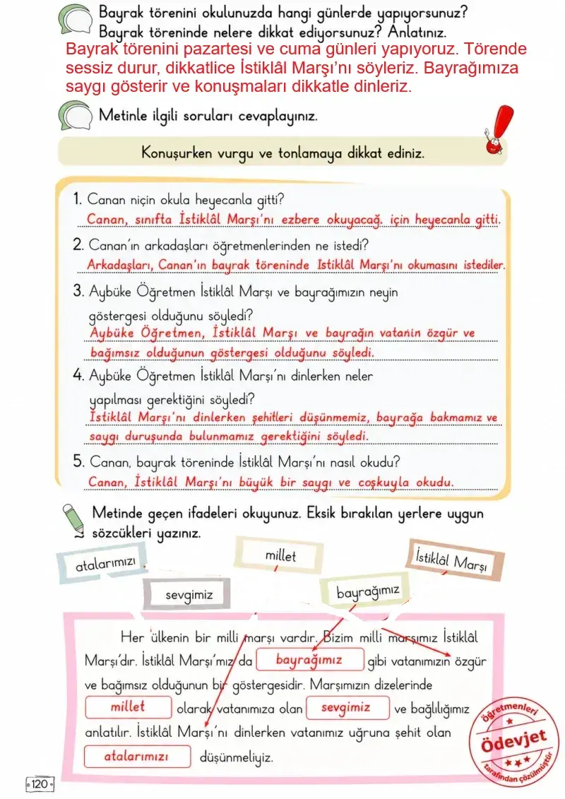 2. Sınıf Türkçe Ders Kitabı Cevapları Meb Yayınları 2. Kitap Sayfa 120 Çözüm Görseli