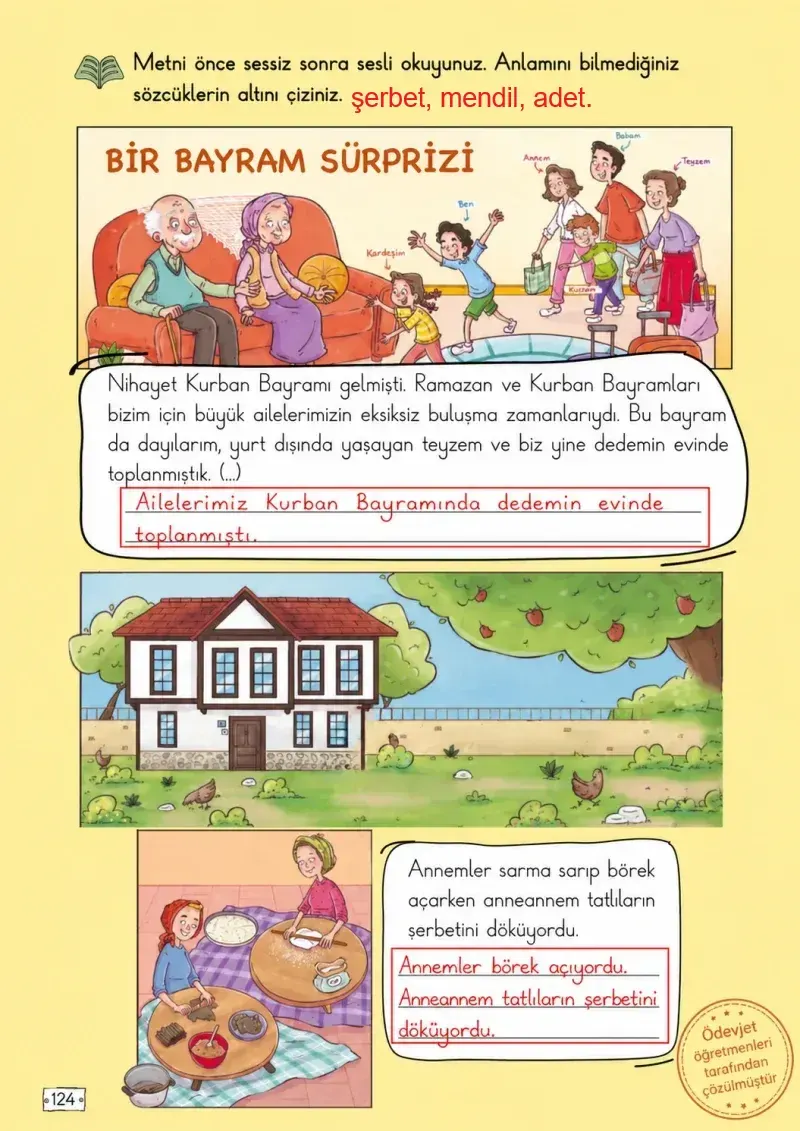 2. Sınıf Türkçe Ders Kitabı Cevapları Meb Yayınları 2. Kitap Sayfa 124 Çözüm Görseli