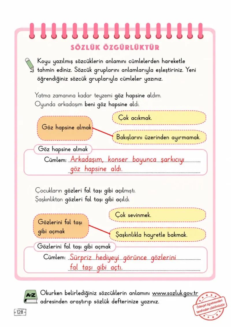 2. Sınıf Türkçe Ders Kitabı Cevapları Meb Yayınları 2. Kitap Sayfa 128 Çözüm Görseli