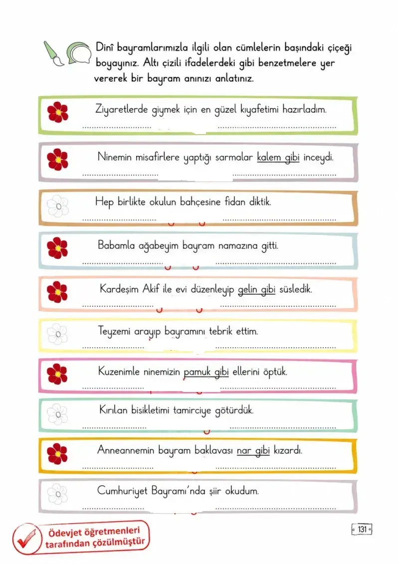 2. Sınıf Türkçe Ders Kitabı Cevapları Meb Yayınları 2. Kitap Sayfa 131 Çözüm Görseli