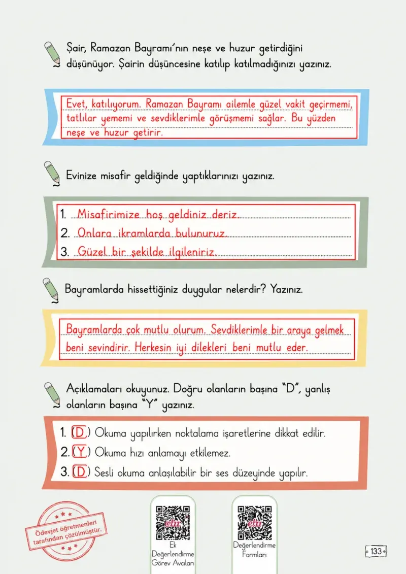 2. Sınıf Türkçe Ders Kitabı Cevapları Meb Yayınları 2. Kitap Sayfa 133 Çözüm Görseli