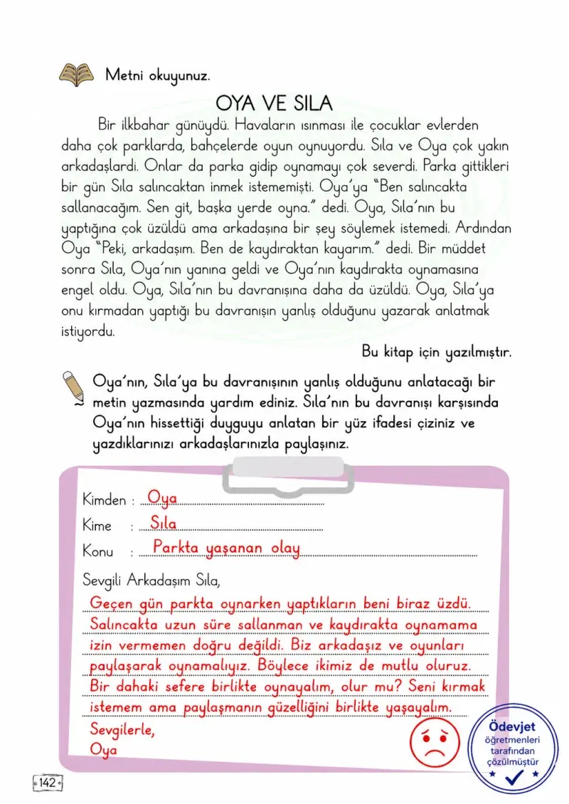2. Sınıf Türkçe Ders Kitabı Cevapları Meb Yayınları 2. Kitap Sayfa 142 Çözüm Görseli