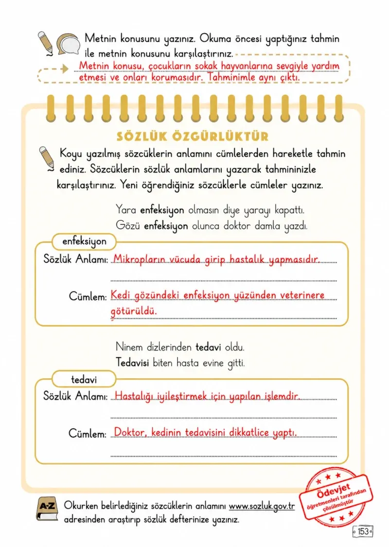 2. Sınıf Türkçe Ders Kitabı Cevapları Meb Yayınları 2. Kitap Sayfa 153 Çözüm Görseli