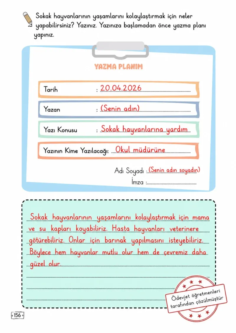 2. Sınıf Türkçe Ders Kitabı Cevapları Meb Yayınları 2. Kitap Sayfa 156 Çözüm Görseli