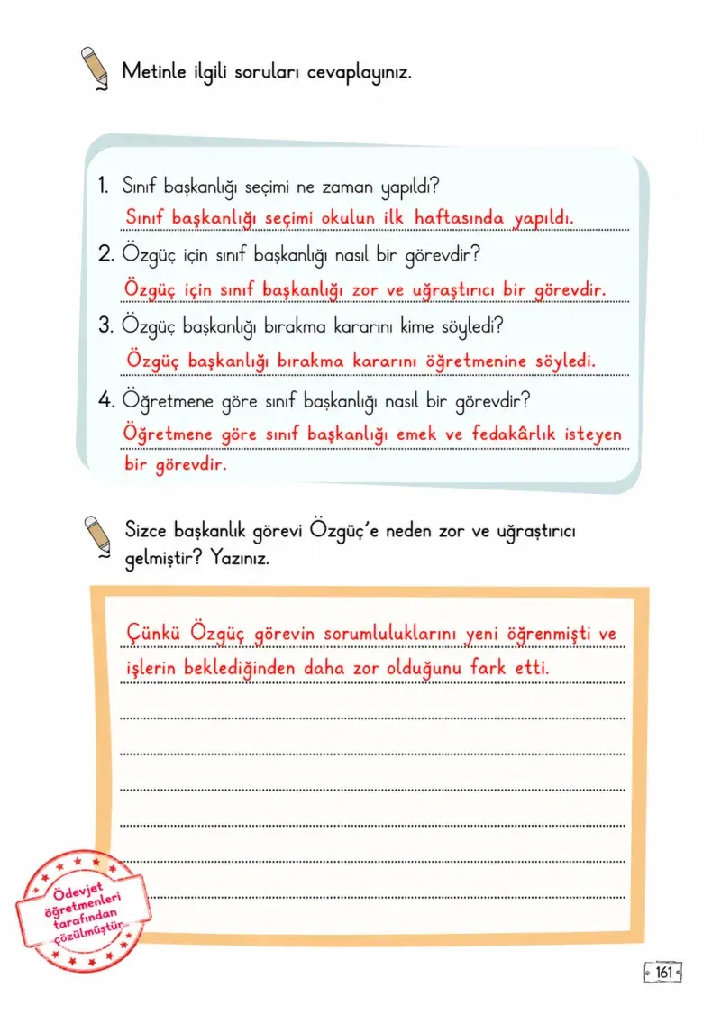 2. Sınıf Türkçe Ders Kitabı Cevapları Meb Yayınları 2. Kitap Sayfa 161 Çözüm Görseli