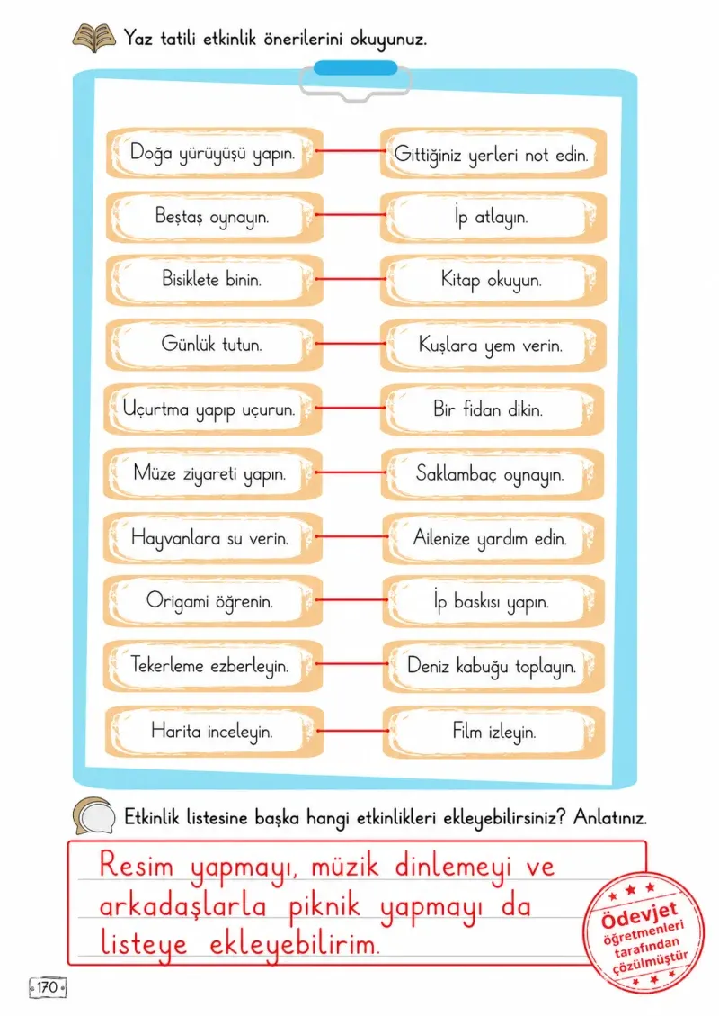 2. Sınıf Türkçe Ders Kitabı Cevapları Meb Yayınları 2. Kitap Sayfa 170 Çözüm Görseli
