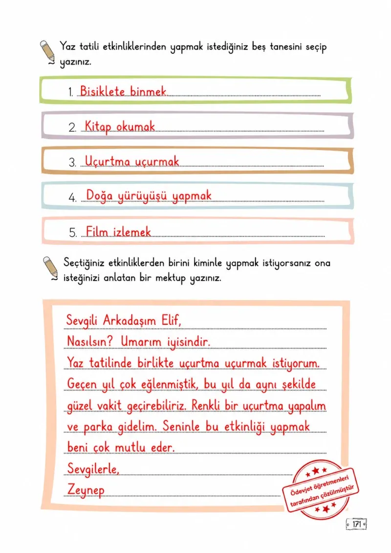 2. Sınıf Türkçe Ders Kitabı Cevapları Meb Yayınları 2. Kitap Sayfa 171 Çözüm Görseli