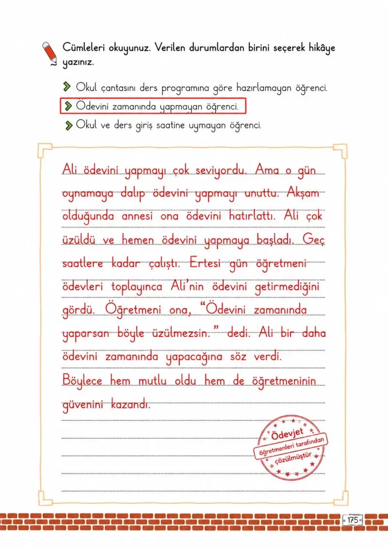2. Sınıf Türkçe Ders Kitabı Cevapları Meb Yayınları 2. Kitap Sayfa 175 Çözüm Görseli
