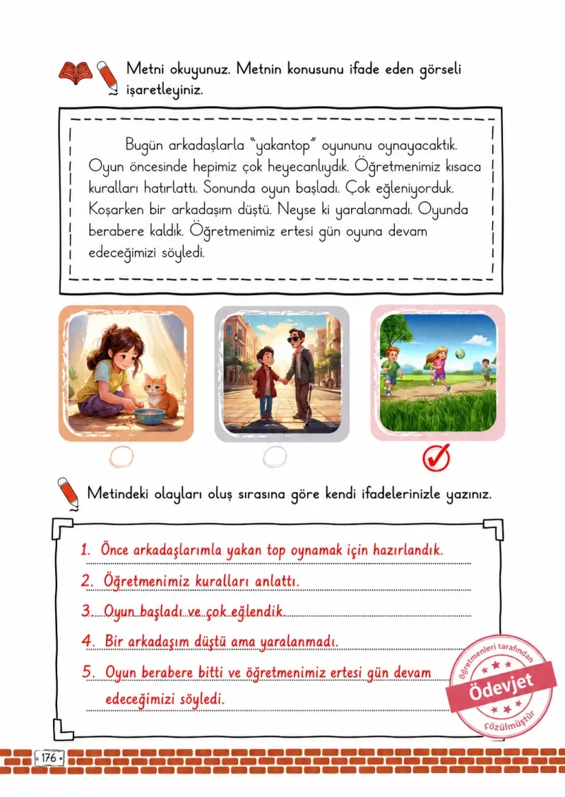2. Sınıf Türkçe Ders Kitabı Cevapları Meb Yayınları 2. Kitap Sayfa 176 Çözüm Görseli