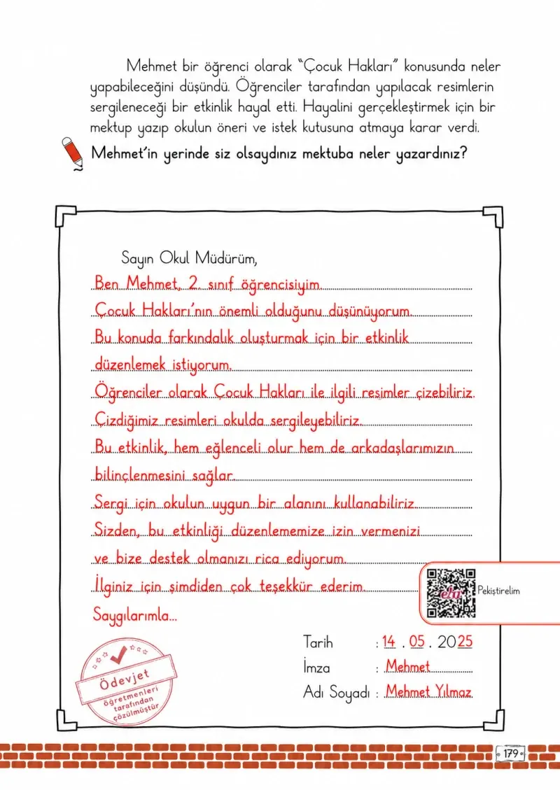 2. Sınıf Türkçe Ders Kitabı Cevapları Meb Yayınları 2. Kitap Sayfa 179 Çözüm Görseli