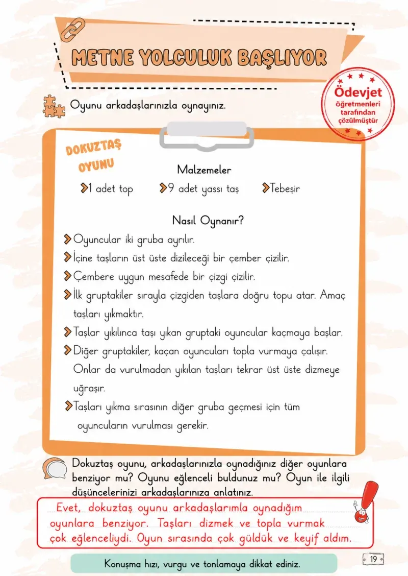 2. Sınıf Türkçe Ders Kitabı Cevapları Meb Yayınları 2. Kitap Sayfa 19 Çözüm Görseli