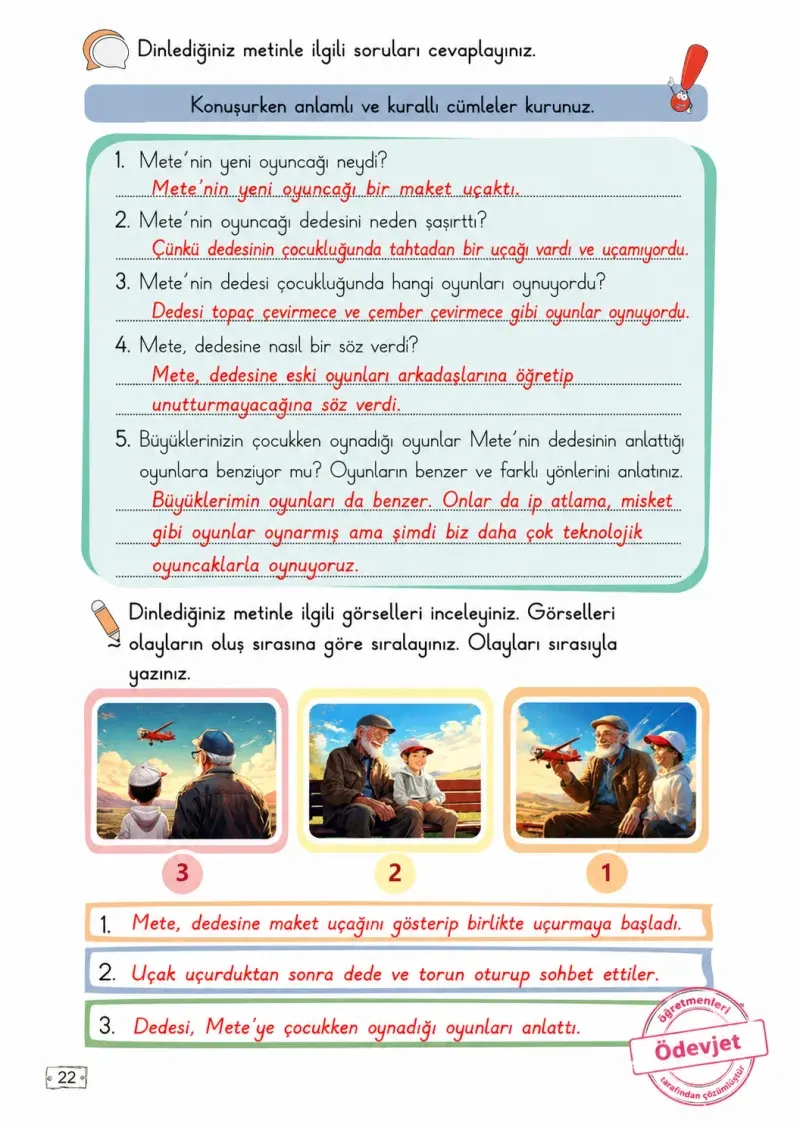 2. Sınıf Türkçe Ders Kitabı Cevapları Meb Yayınları 2. Kitap Sayfa 22 Çözüm Görseli