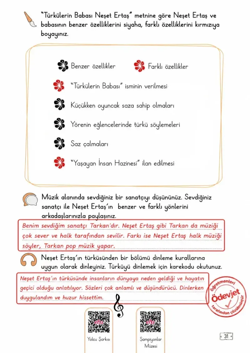 2. Sınıf Türkçe Ders Kitabı Cevapları Meb Yayınları 2. Kitap Sayfa 31 Çözüm Görseli