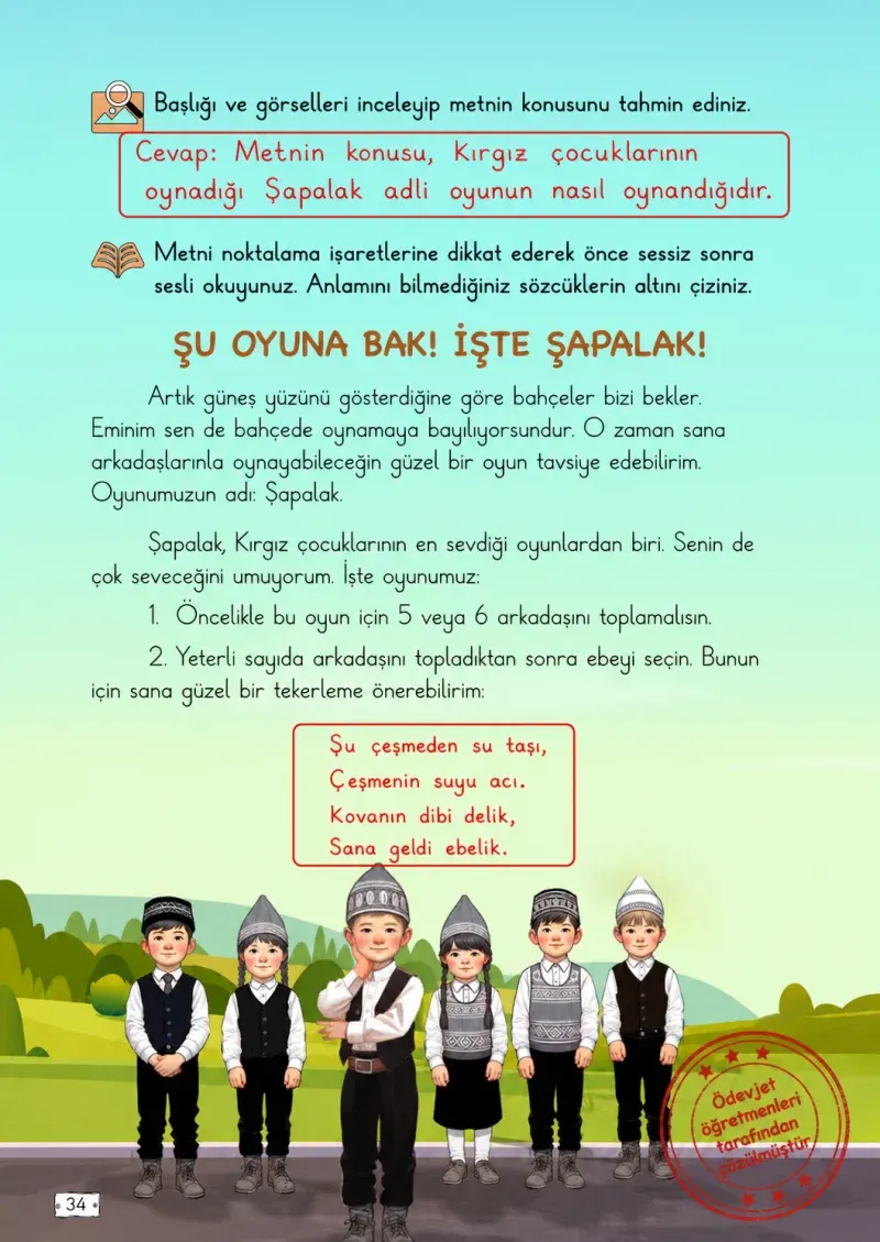 2. Sınıf Türkçe Ders Kitabı Cevapları Meb Yayınları 2. Kitap Sayfa 34 Çözüm Görseli
