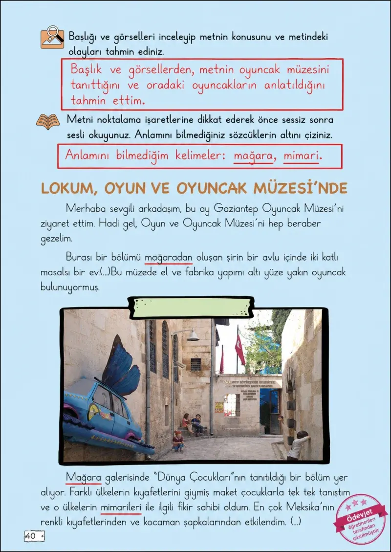 2. Sınıf Türkçe Ders Kitabı Cevapları Meb Yayınları 2. Kitap Sayfa 40 Çözüm Görseli