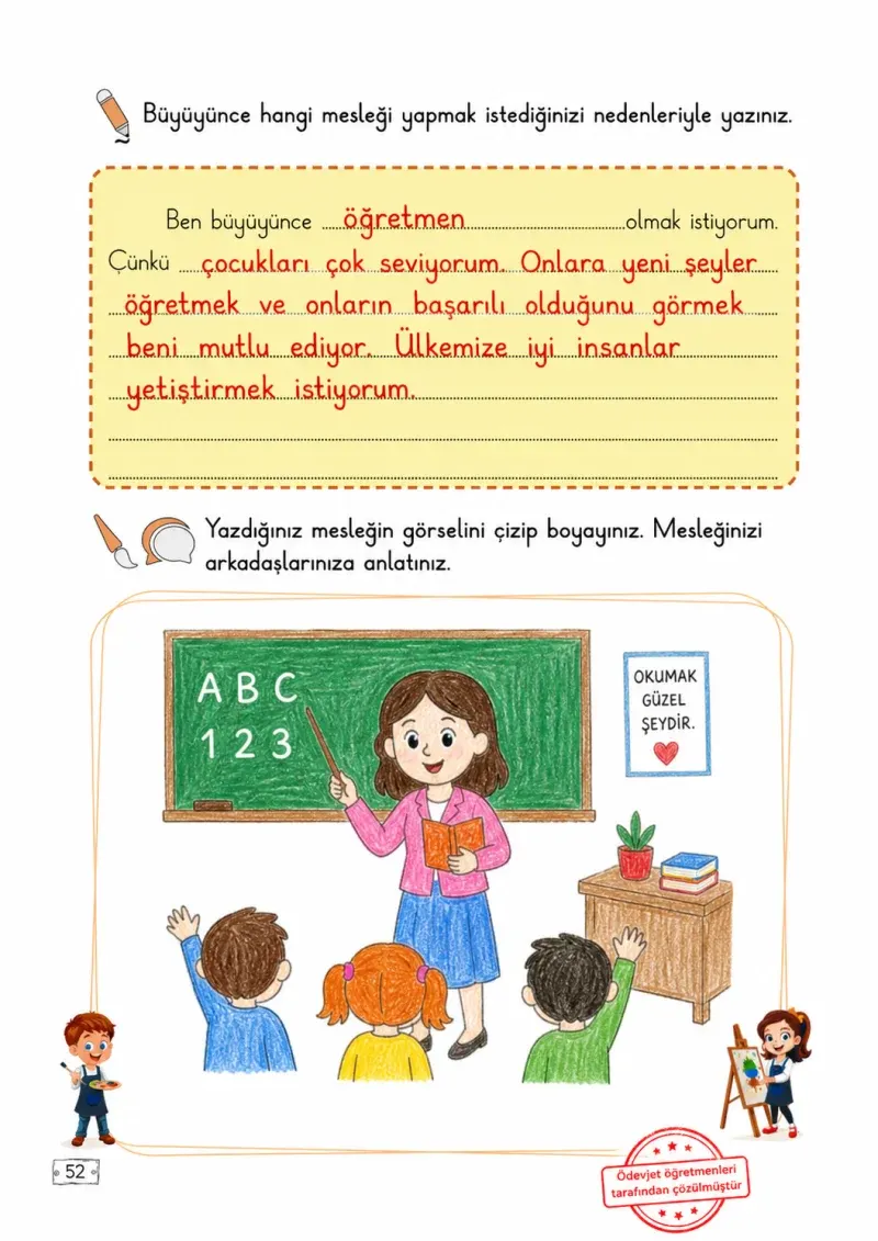 2. Sınıf Türkçe Ders Kitabı Cevapları Meb Yayınları 2. Kitap Sayfa 52 Çözüm Görseli
