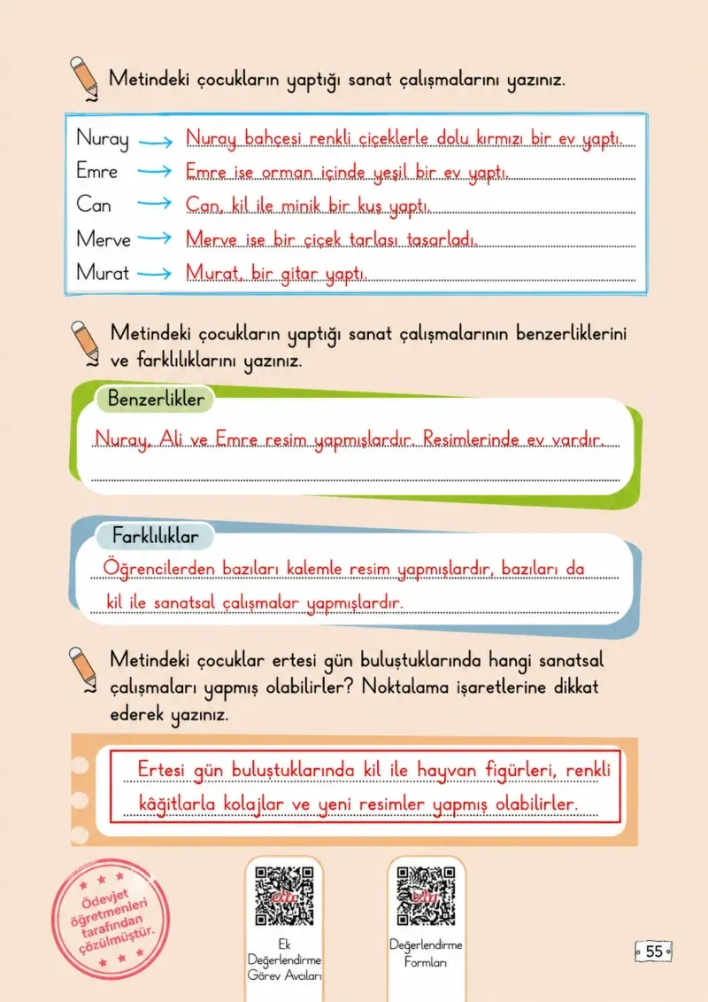 2. Sınıf Türkçe Ders Kitabı Cevapları Meb Yayınları 2. Kitap Sayfa 55 Çözüm Görseli