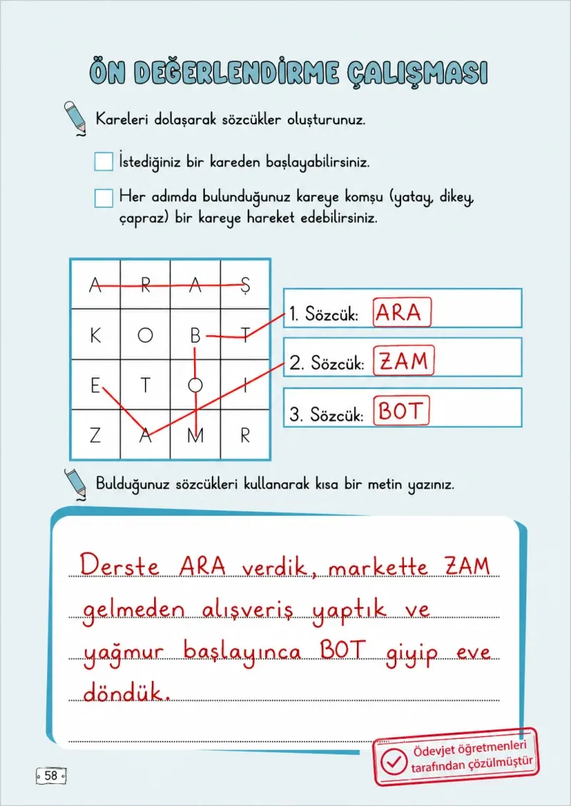 2. Sınıf Türkçe Ders Kitabı Cevapları Meb Yayınları 2. Kitap Sayfa 58 Çözüm Görseli