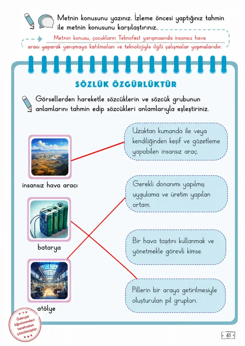 2. Sınıf Türkçe Ders Kitabı Cevapları Meb Yayınları 2. Kitap Sayfa 61 Çözüm Görseli