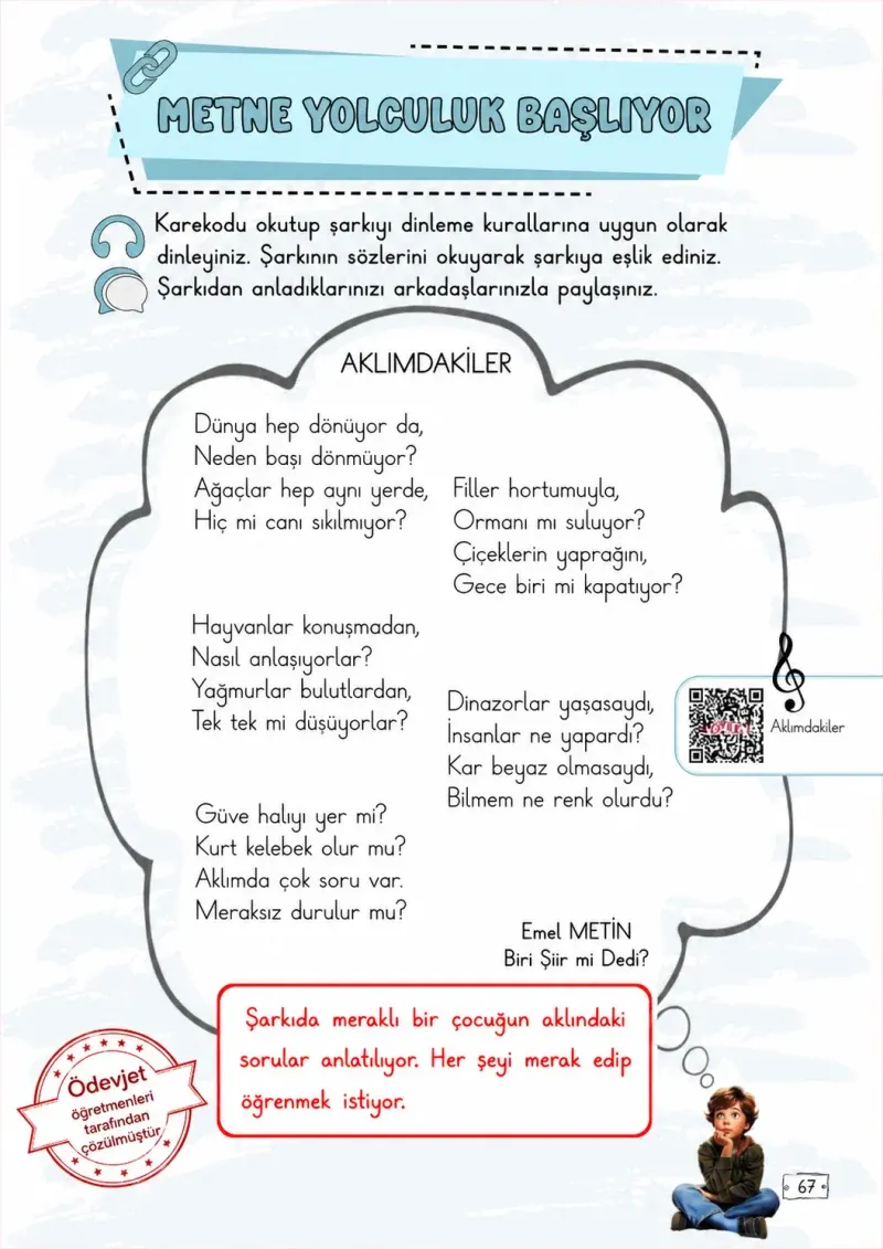 2. Sınıf Türkçe Ders Kitabı Cevapları Meb Yayınları 2. Kitap Sayfa 67 Çözüm Görseli