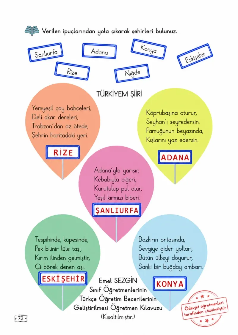 2. Sınıf Türkçe Ders Kitabı Cevapları Meb Yayınları 2. Kitap Sayfa 72 Çözüm Görseli
