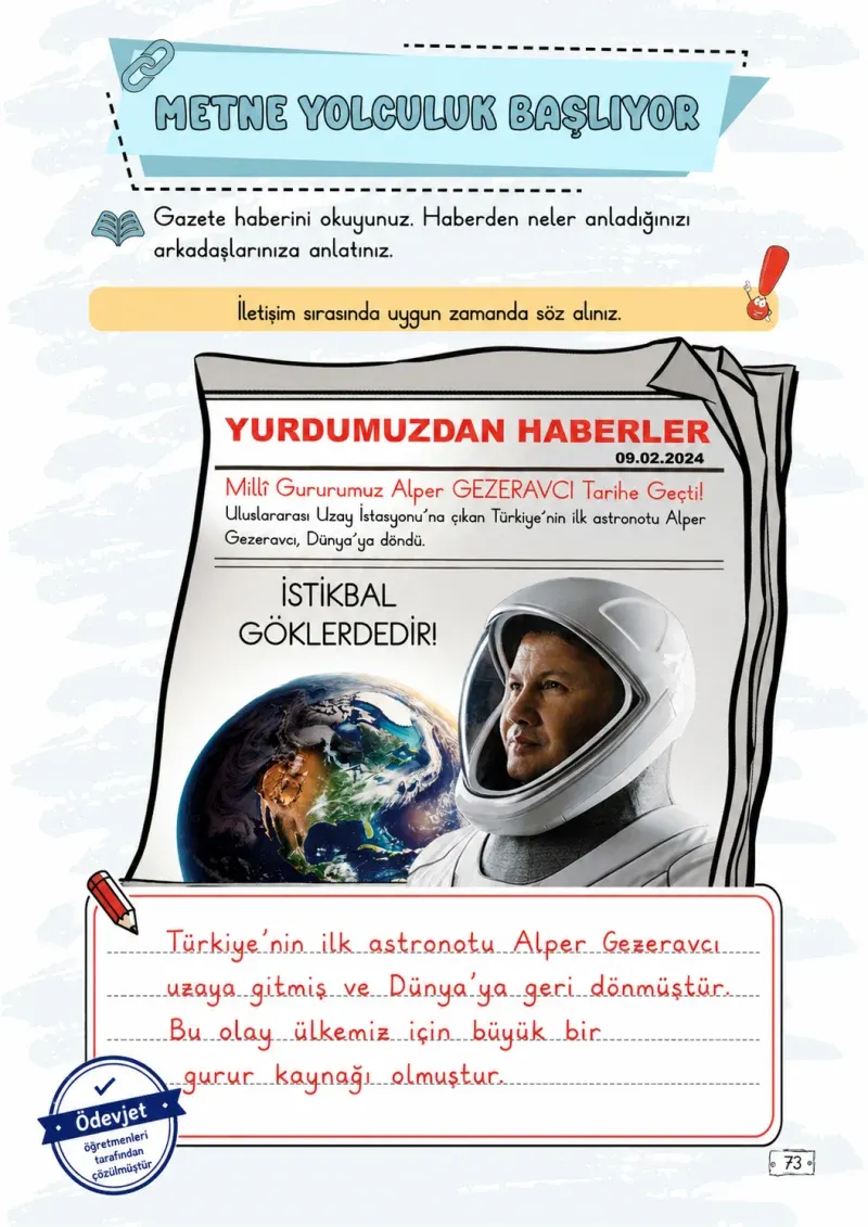 2. Sınıf Türkçe Ders Kitabı Cevapları Meb Yayınları 2. Kitap Sayfa 73 Çözüm Görseli