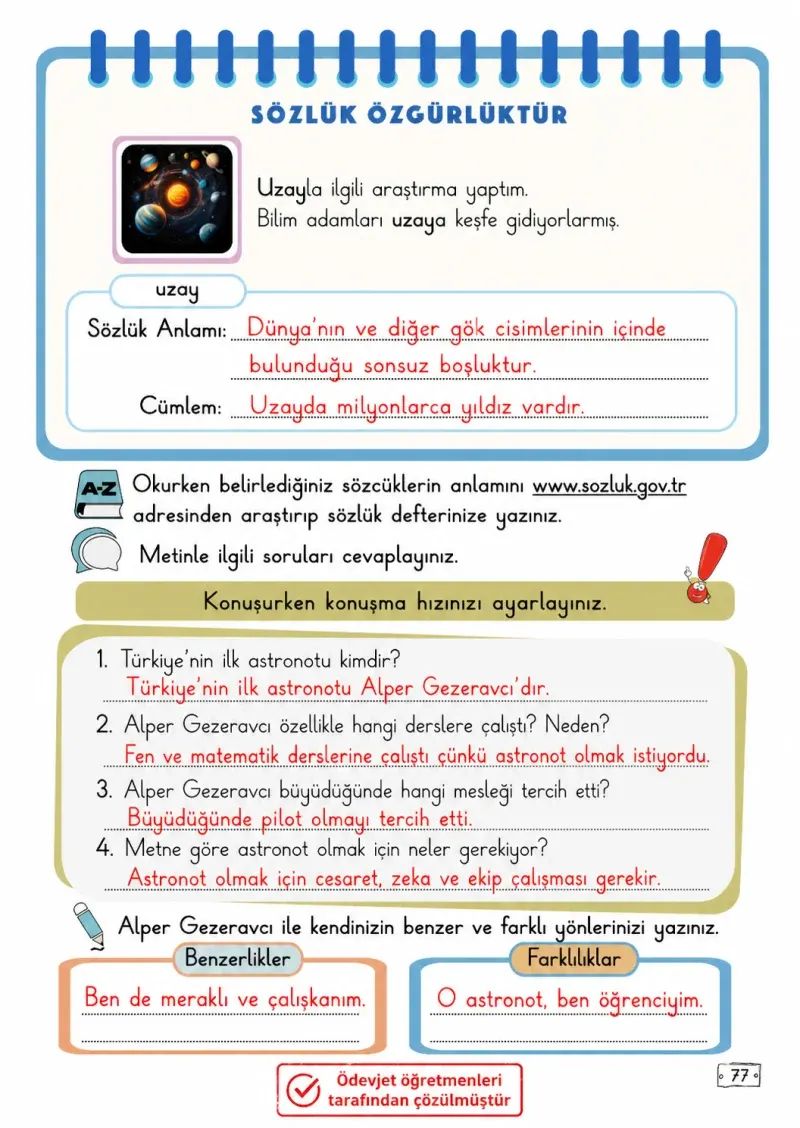 2. Sınıf Türkçe Ders Kitabı Cevapları Meb Yayınları 2. Kitap Sayfa 77 Çözüm Görseli