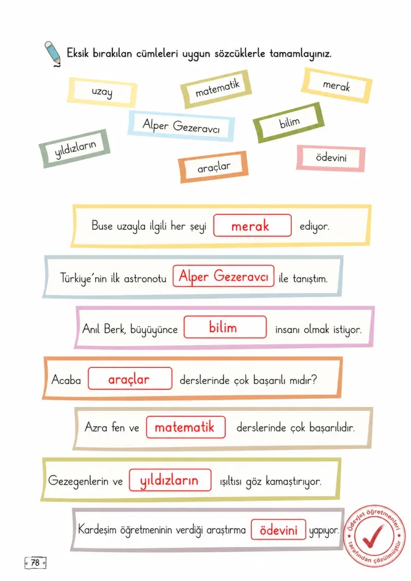 2. Sınıf Türkçe Ders Kitabı Cevapları Meb Yayınları 2. Kitap Sayfa 78 Çözüm Görseli