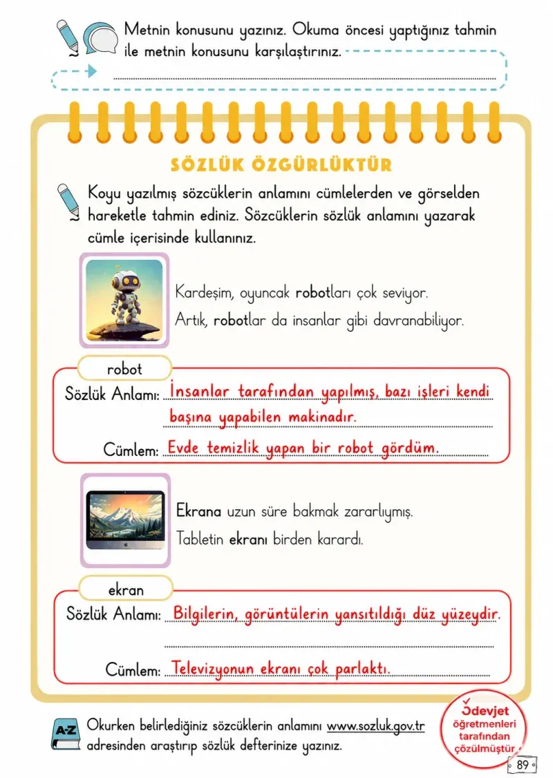 2. Sınıf Türkçe Ders Kitabı Cevapları Meb Yayınları 2. Kitap Sayfa 89 Çözüm Görseli