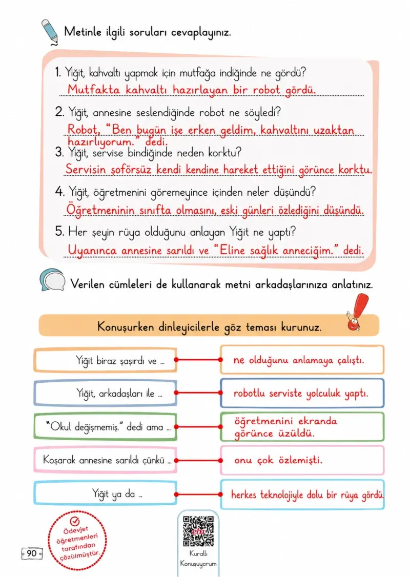 2. Sınıf Türkçe Ders Kitabı Cevapları Meb Yayınları 2. Kitap Sayfa 90 Çözüm Görseli