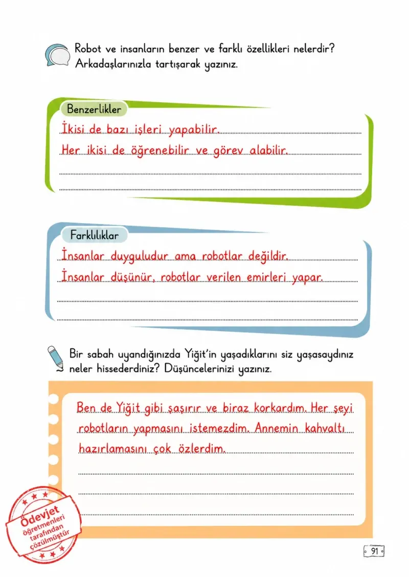 2. Sınıf Türkçe Ders Kitabı Cevapları Meb Yayınları 2. Kitap Sayfa 91 Çözüm Görseli
