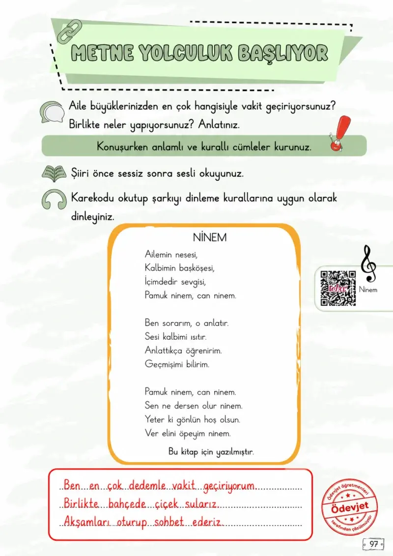 2. Sınıf Türkçe Ders Kitabı Cevapları Meb Yayınları 2. Kitap Sayfa 97 Çözüm Görseli