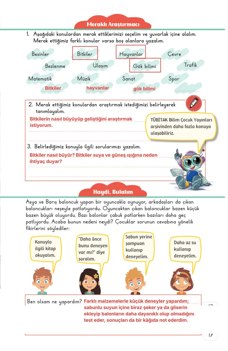 3. Sınıf Fen Bilimleri Ders Kitabı Cevapları Meb Yayınları 1. Kitap Sayfa 17 Çözüm Görseli