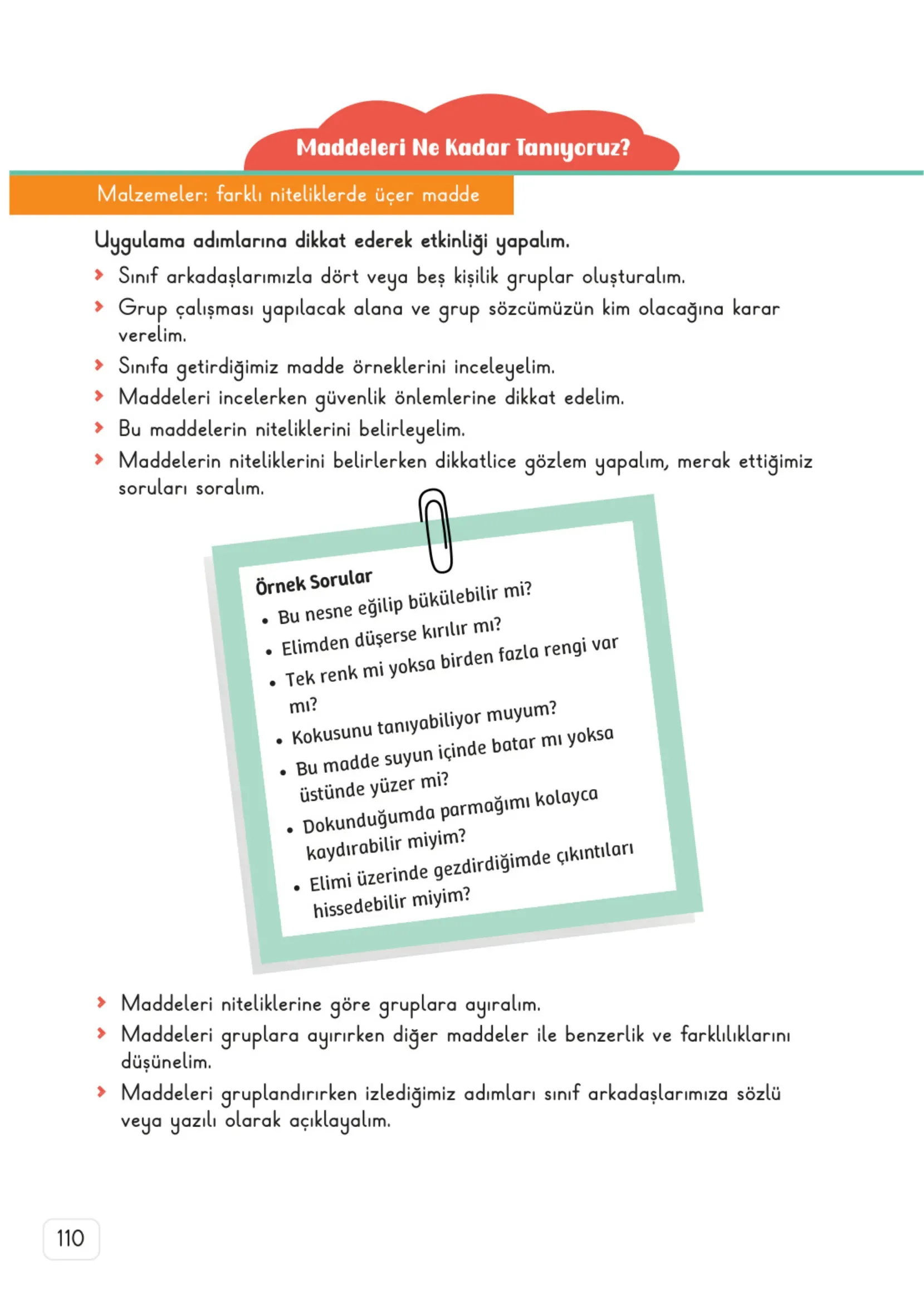 3. Sınıf Fen Bilimleri Ders Kitabı Cevapları Meb Yayınları 1. Kitap Sayfa 110