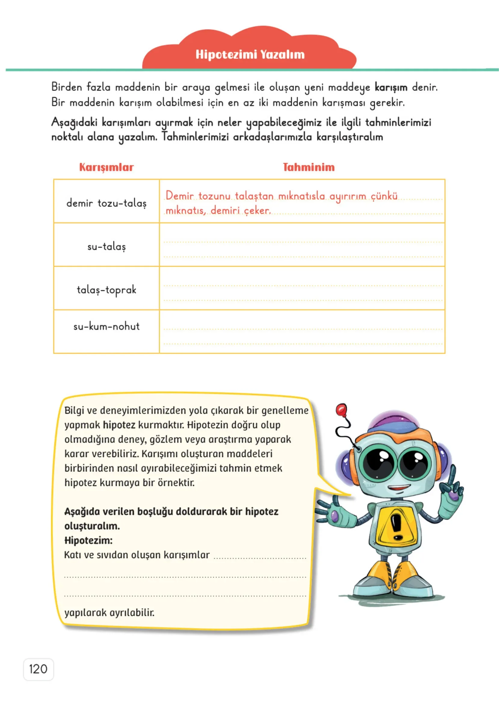 3. Sınıf Fen Bilimleri Ders Kitabı Cevapları Meb Yayınları 1. Kitap Sayfa 120