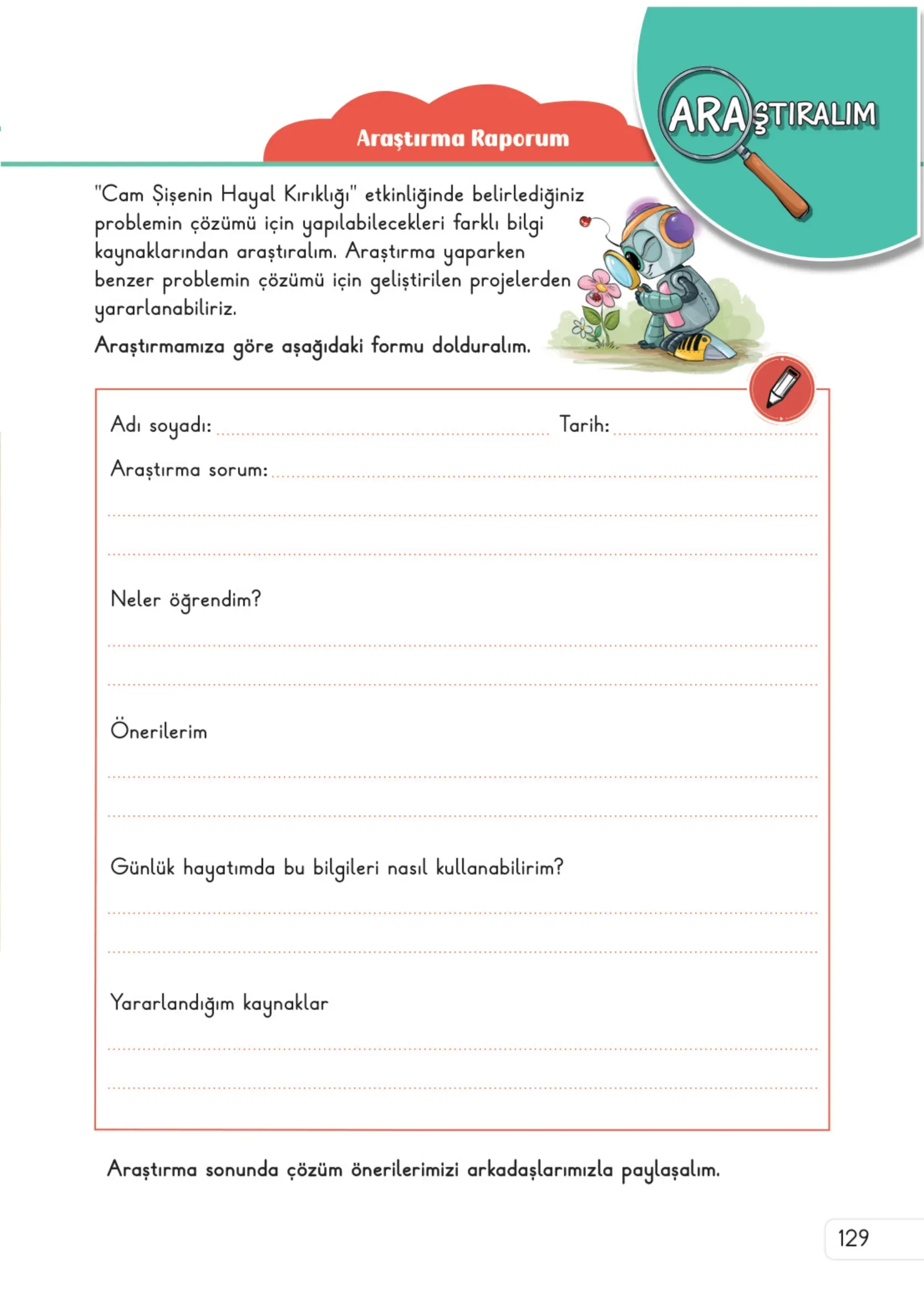 3. Sınıf Fen Bilimleri Ders Kitabı Cevapları Meb Yayınları 1. Kitap Sayfa 129
