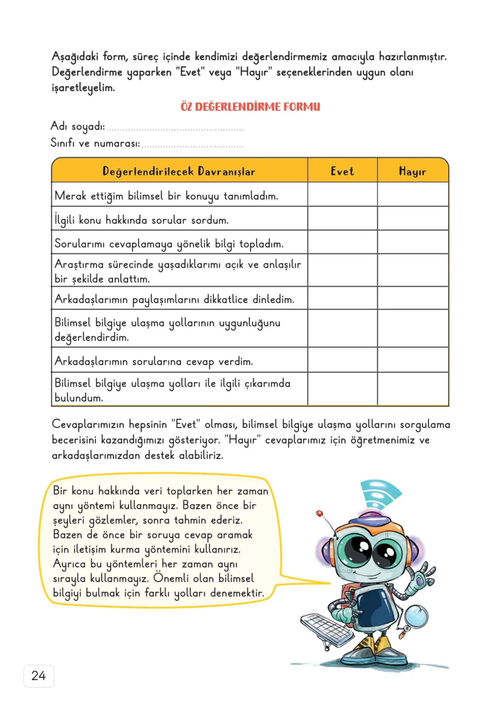 3. Sınıf Fen Bilimleri Ders Kitabı Cevapları Meb Yayınları 1. Kitap Sayfa 24