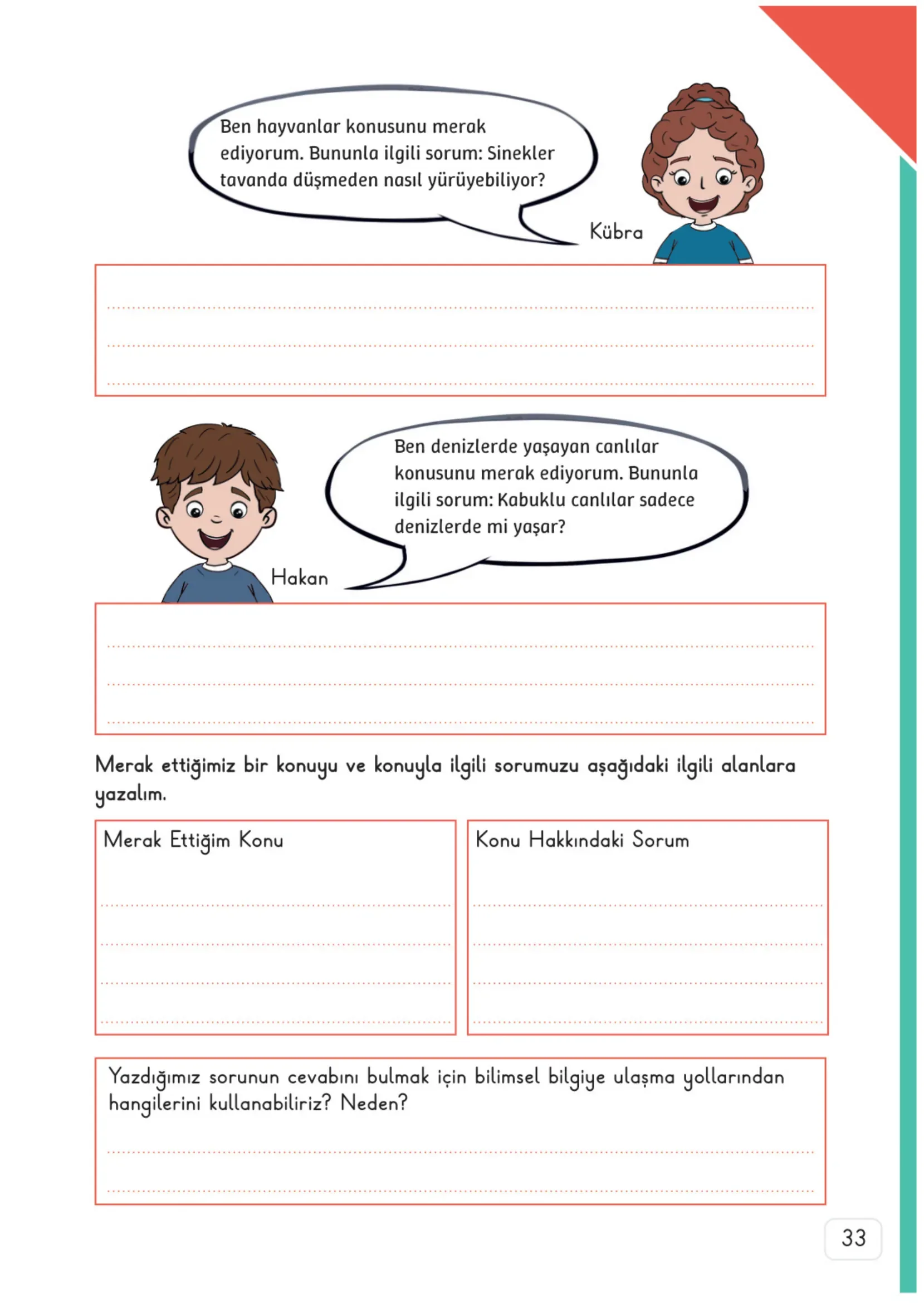 3. Sınıf Fen Bilimleri Ders Kitabı Cevapları Meb Yayınları 1. Kitap Sayfa 33