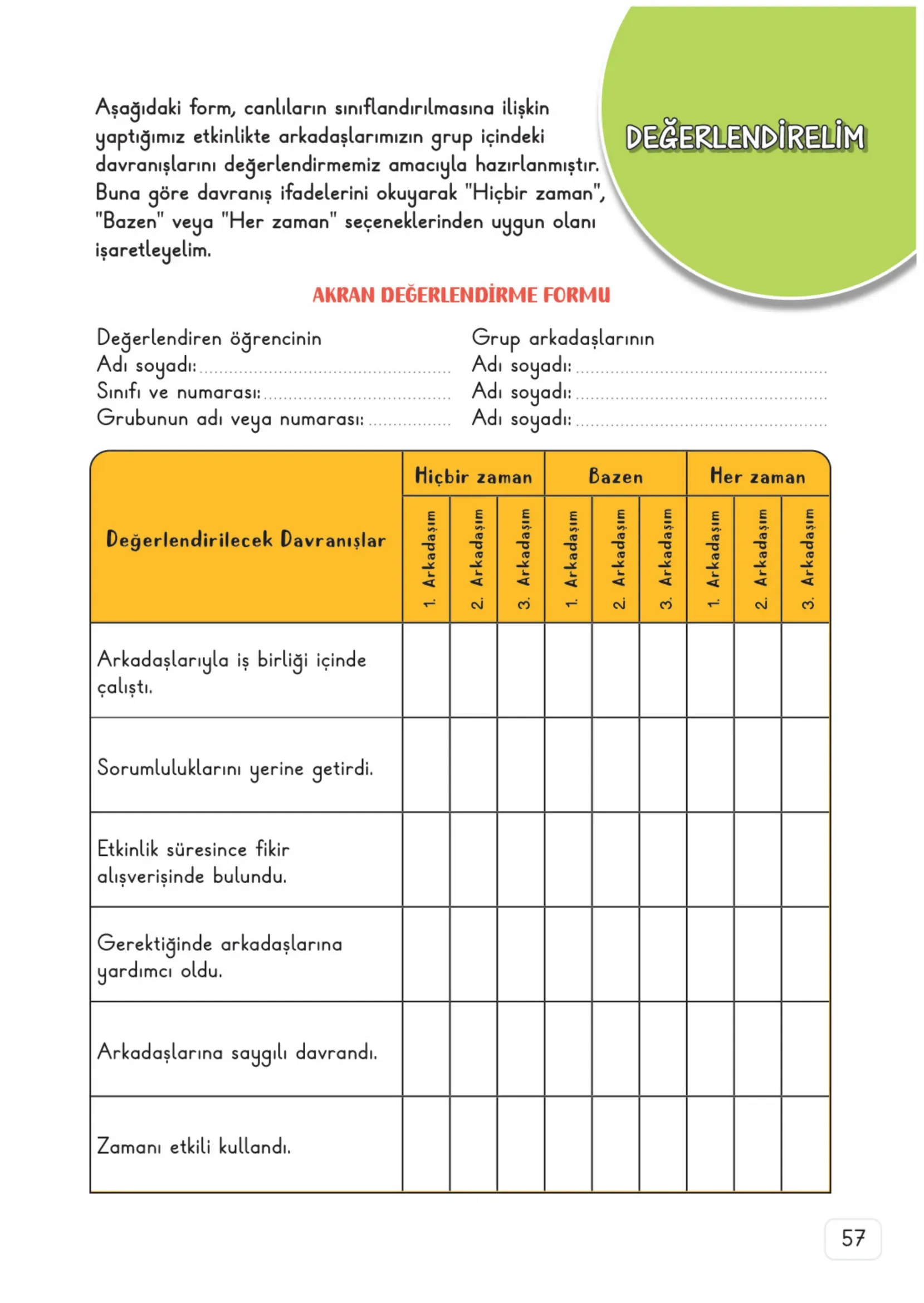 3. Sınıf Fen Bilimleri Ders Kitabı Cevapları Meb Yayınları 1. Kitap Sayfa 57