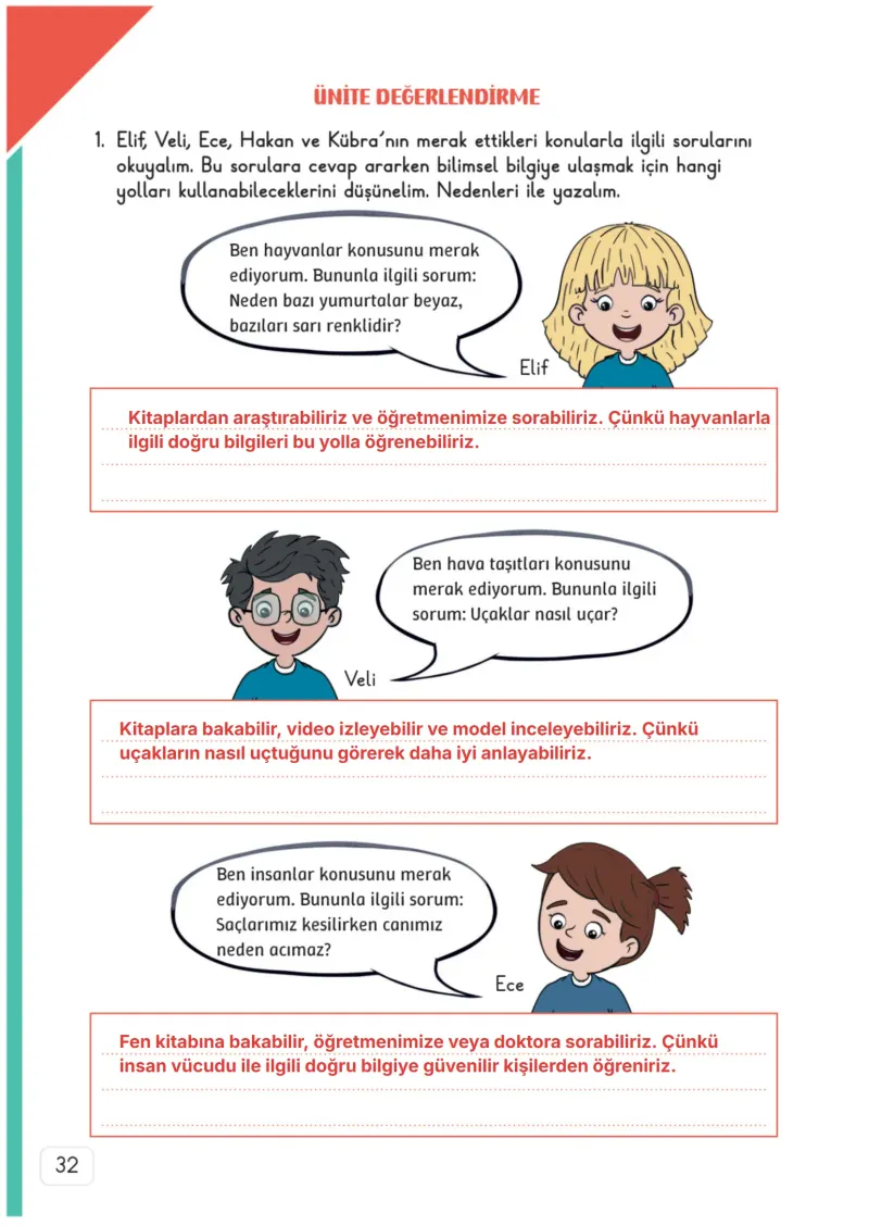 3. Sınıf Fen Bilimleri Ders Kitabı Cevapları Meb Yayınları 1. Kitap Sayfa 32 Çözüm Görseli