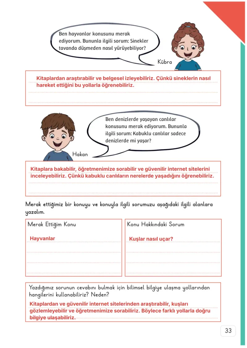 3. Sınıf Fen Bilimleri Ders Kitabı Cevapları Meb Yayınları 1. Kitap Sayfa 33 Çözüm Görseli