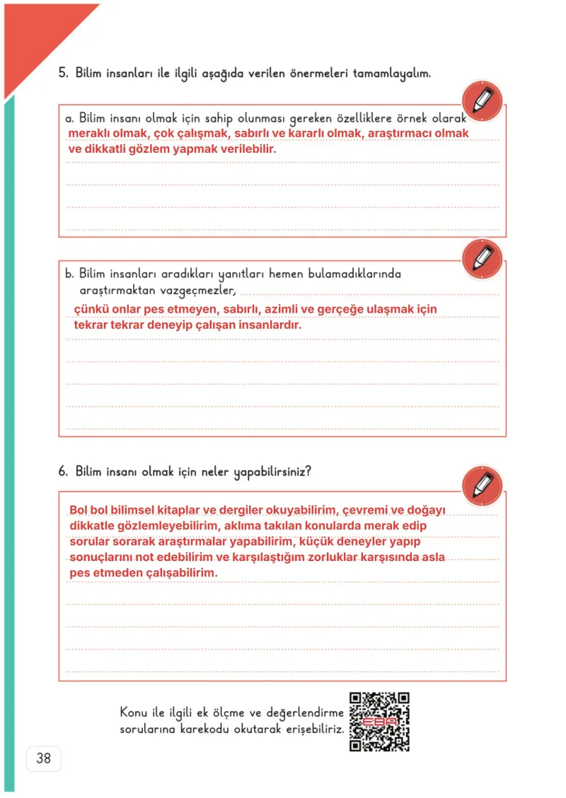 3. Sınıf Fen Bilimleri Ders Kitabı Cevapları Meb Yayınları 1. Kitap Sayfa 38 Çözüm Görseli