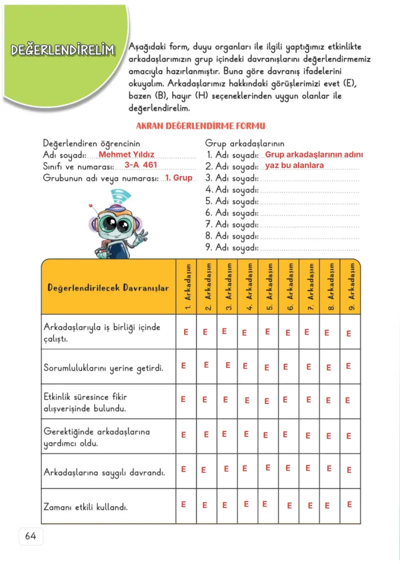 3. Sınıf Fen Bilimleri Ders Kitabı Cevapları Meb Yayınları 1. Kitap Sayfa 64 Çözüm Görseli