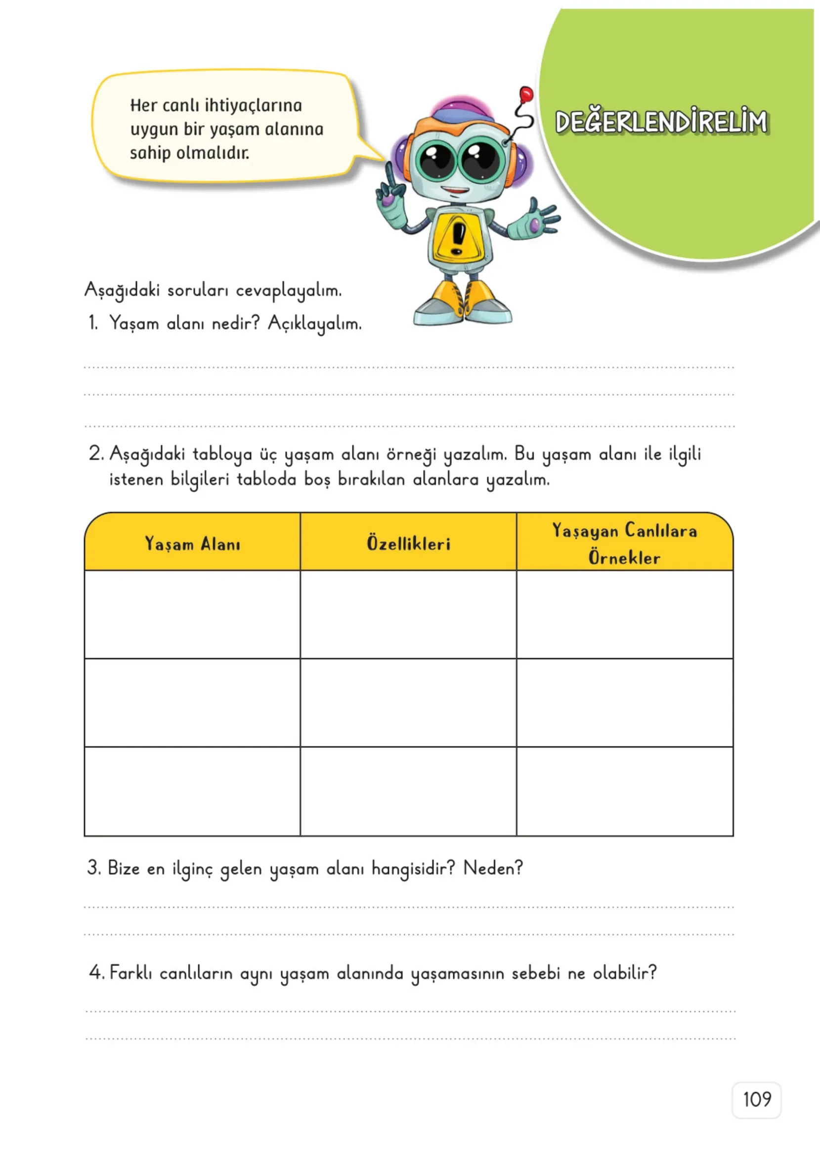 3. Sınıf Fen Bilimleri Ders Kitabı Cevapları Meb Yayınları 2. Kitap Sayfa 109