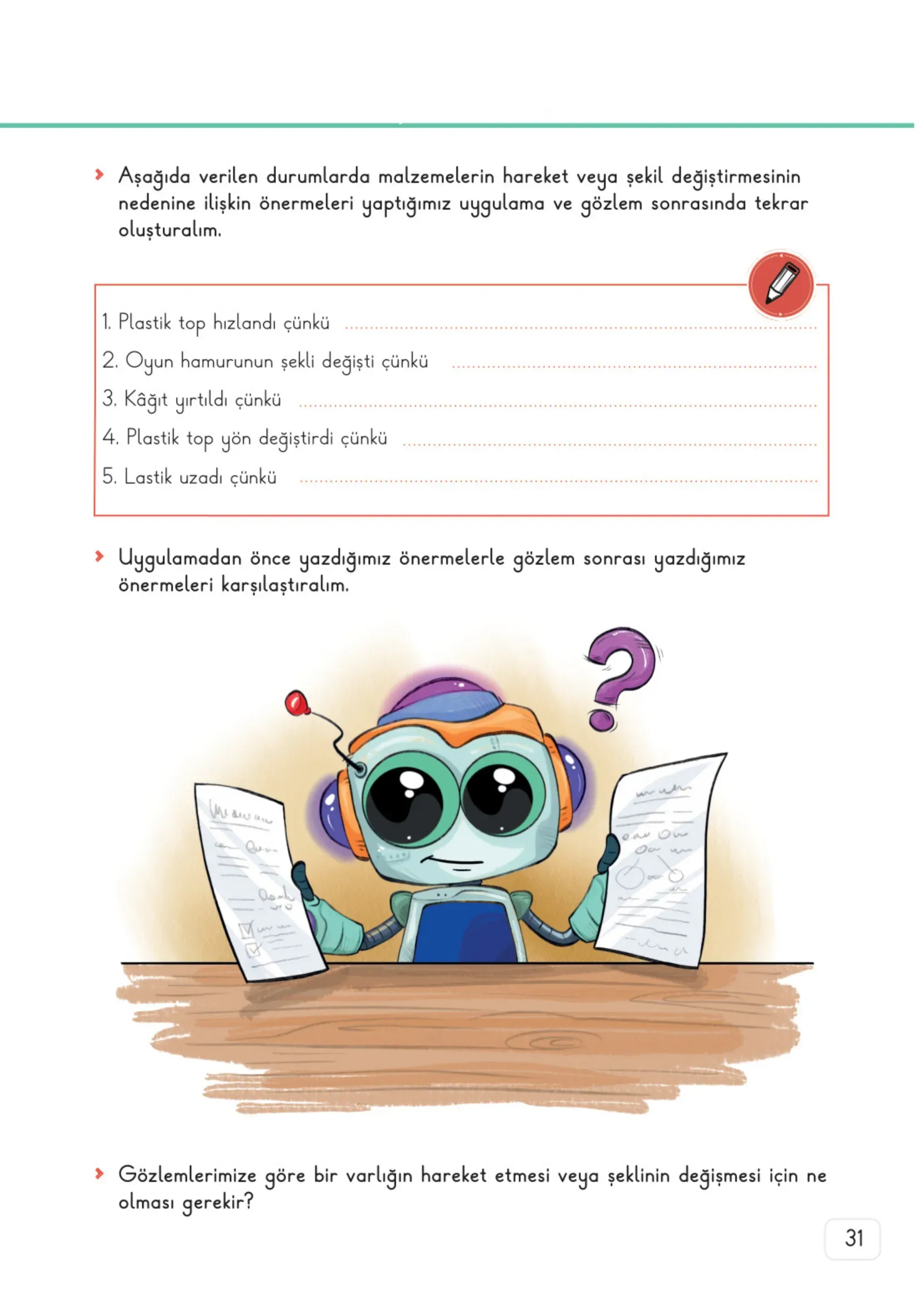 3. Sınıf Fen Bilimleri Ders Kitabı Cevapları Meb Yayınları 2. Kitap Sayfa 31