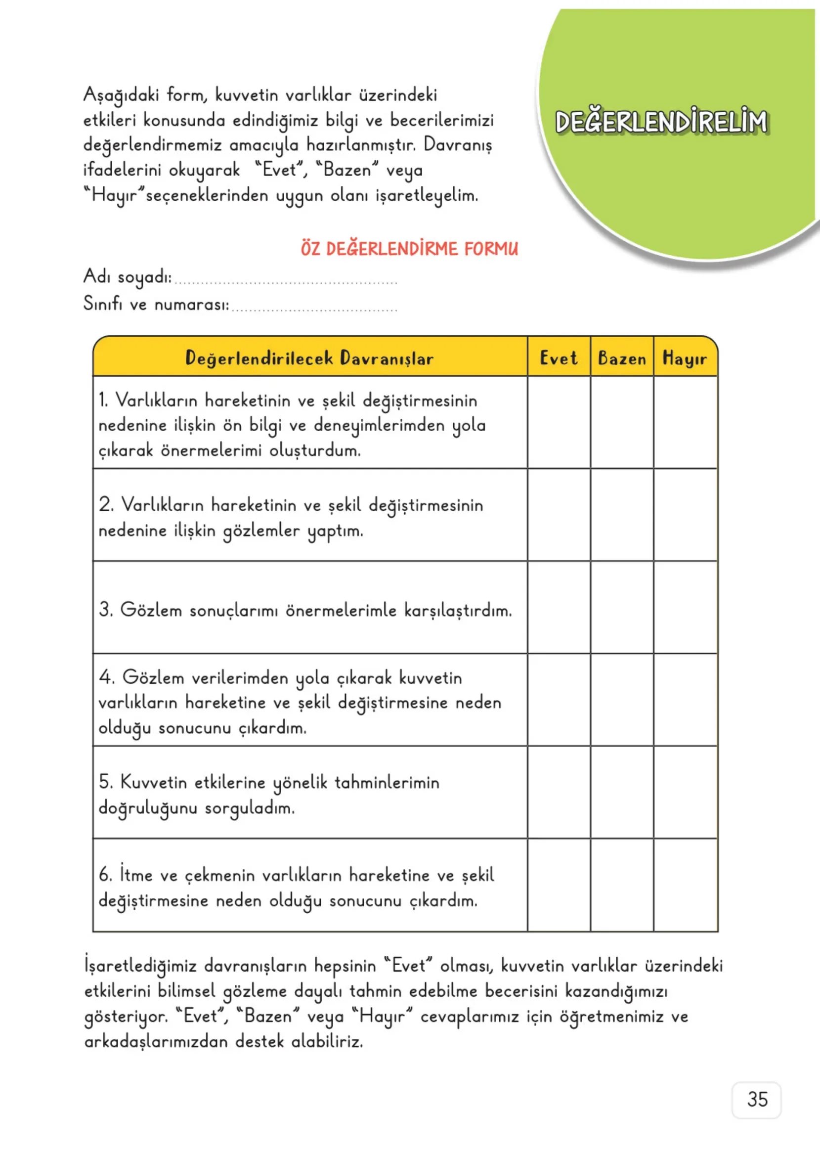 3. Sınıf Fen Bilimleri Ders Kitabı Cevapları Meb Yayınları 2. Kitap Sayfa 35