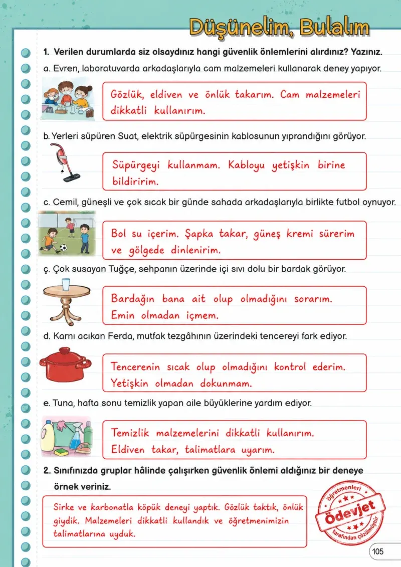 3. Sınıf Fen Bilimleri Ders Kitabı Cevapları Meb Yayınları Sayfa 105 Çözüm Görseli