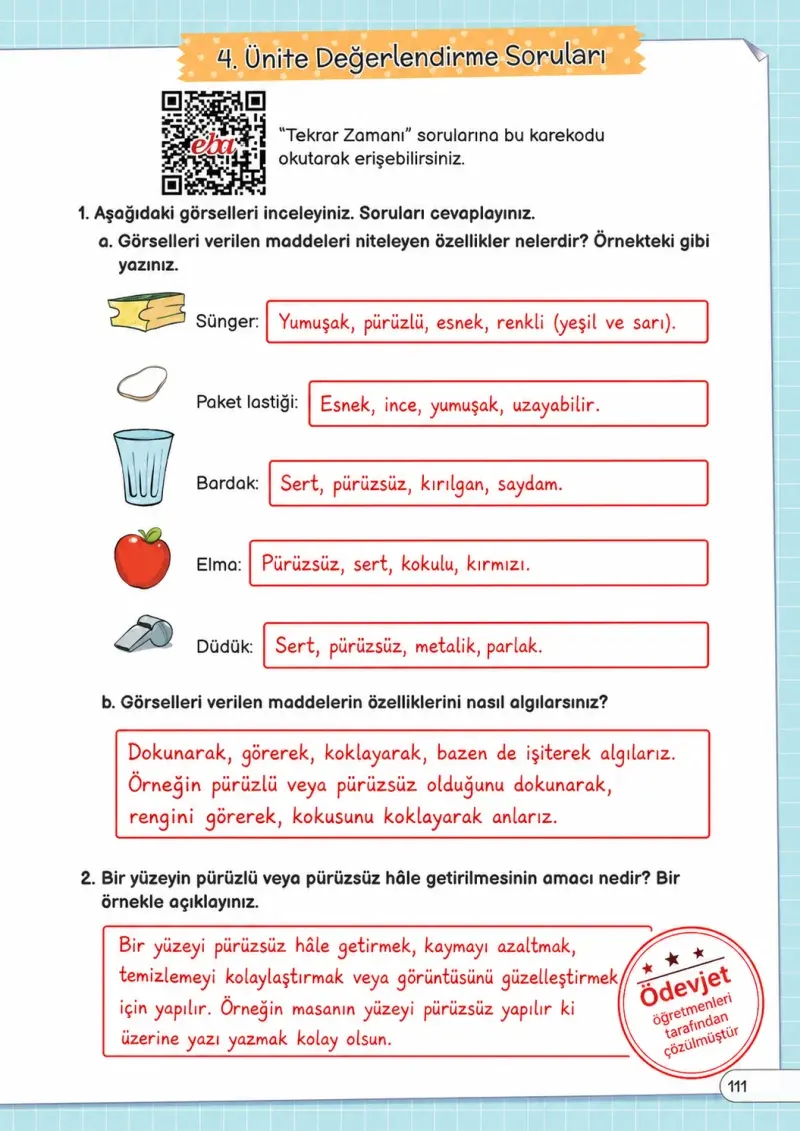 3. Sınıf Fen Bilimleri Ders Kitabı Cevapları Meb Yayınları Sayfa 111 Çözüm Görseli
